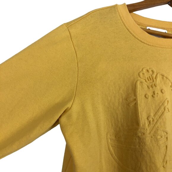 Pusheen Yellow Embossed Sweatshirt Sz Small Cooking Baking Foodie Cotton Poly - Picture 6 of 8
